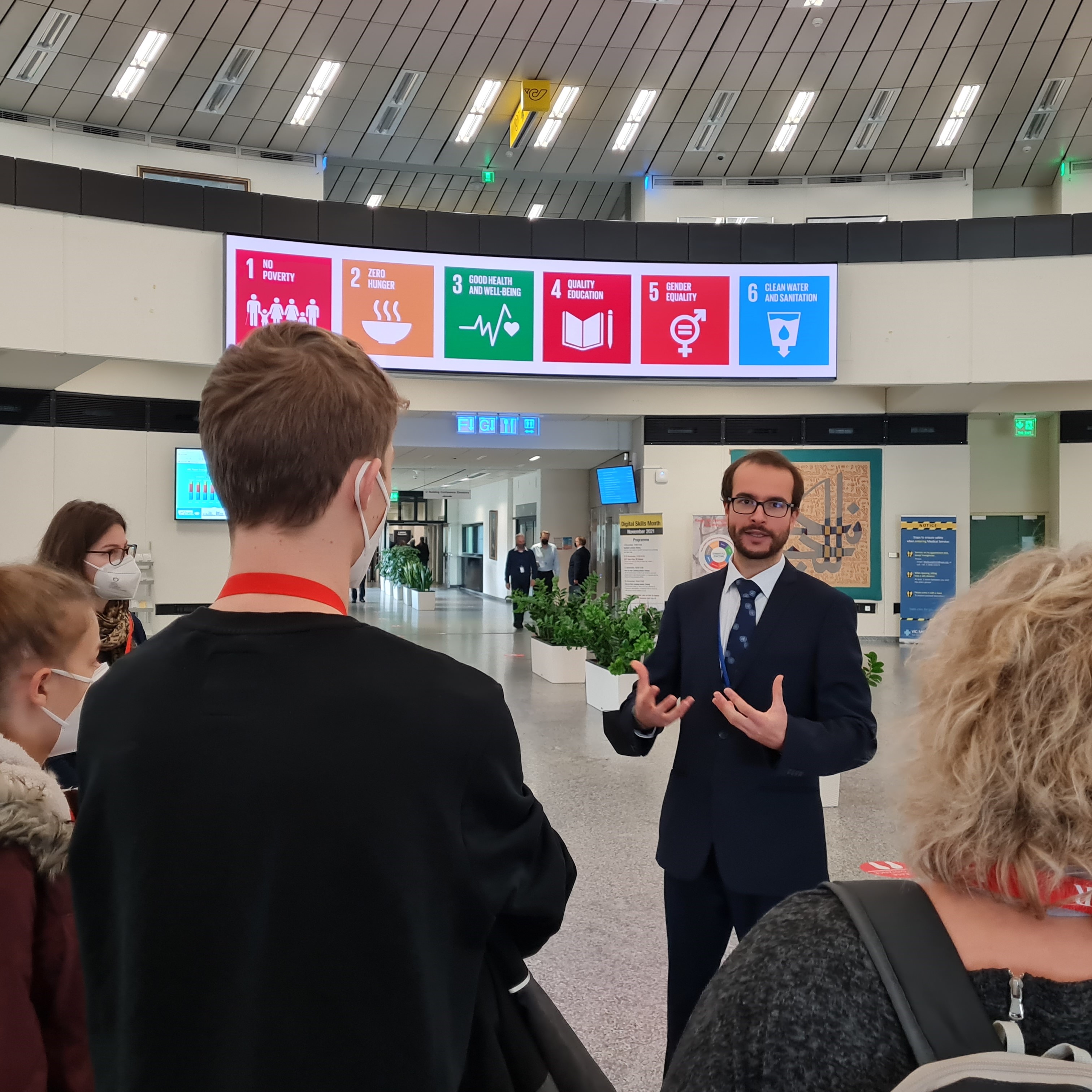 Visitors taking a guided tour at the UN in Vienna