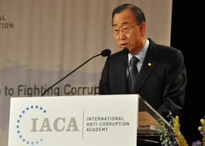 Secretary-General Ban Ki-moon at the official launch of the International Anti-Corruption Academy