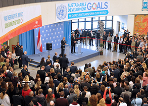 Austrian President Alexander Van der Bellen visiting the UN in Vienna
